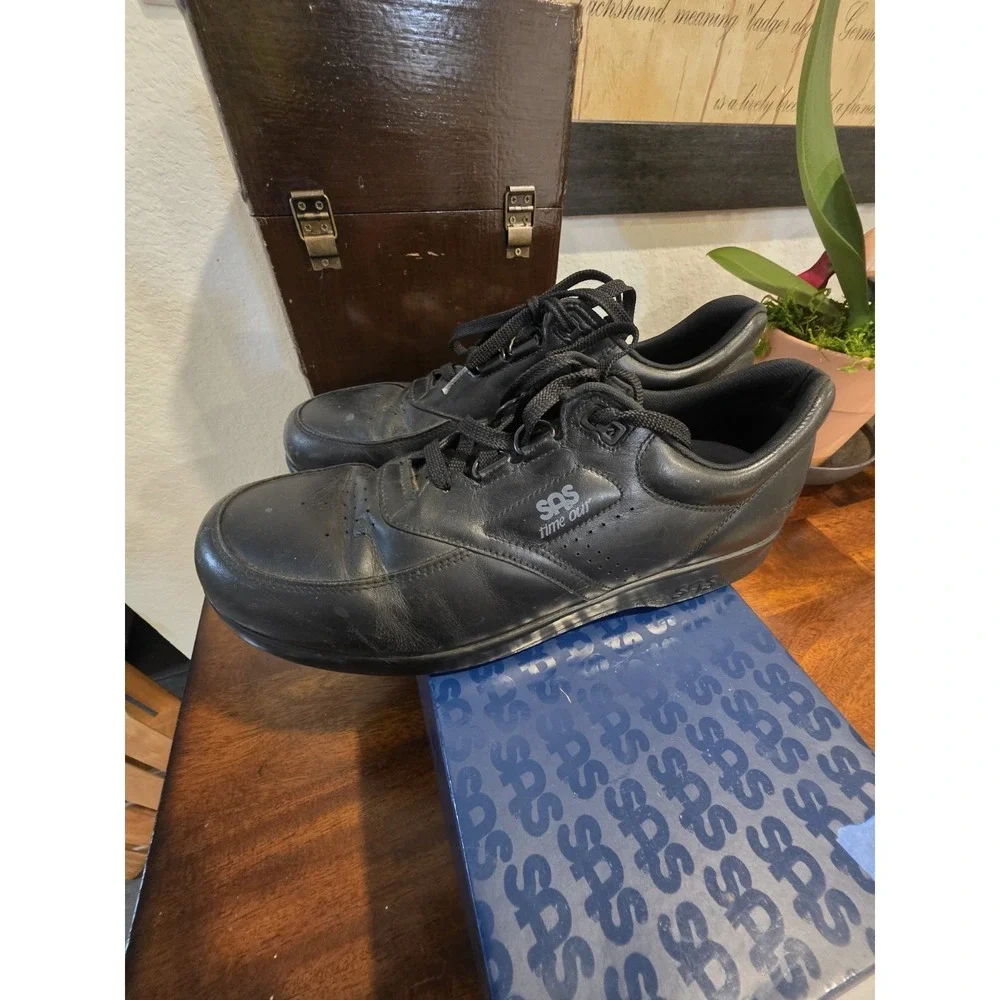 2 SAS Mens Time Out Walking Shoe Oxford Sneaker‎ Black Leather Diabetic Size 11